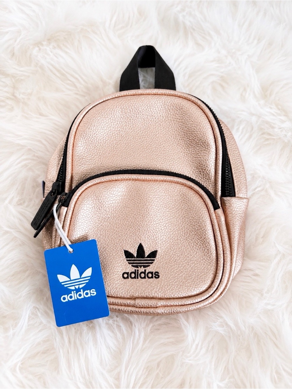 Adidas Original PU Leather Mini Backpack - Rose gold